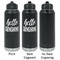 Hello Quotes and Sayings Laser Engraved Water Bottles - 2 Styles - Front & Back View