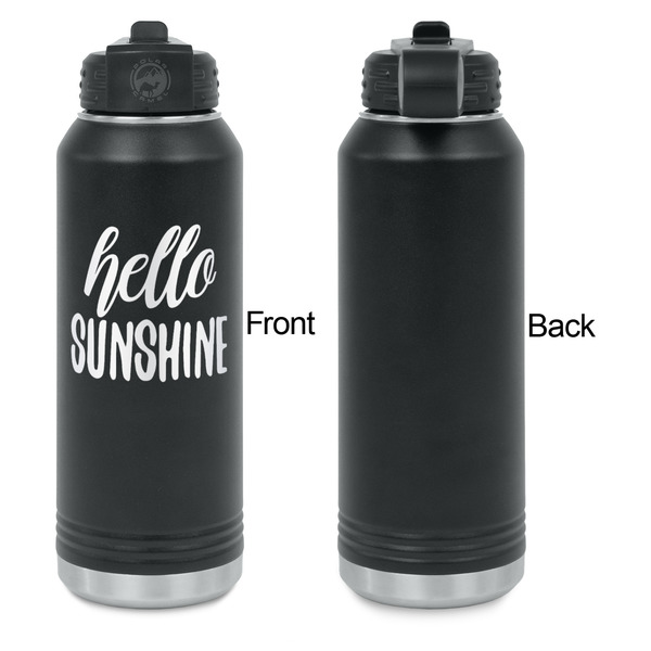 Hello Quotes and Sayings Laser Engraved Water Bottles - Front Engraving - Front & Back View