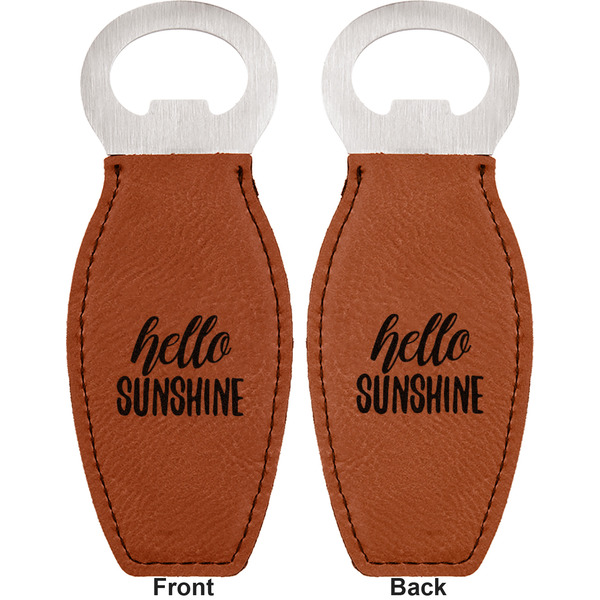Hello Quotes and Sayings Leather Bar Bottle Opener - Front and Back