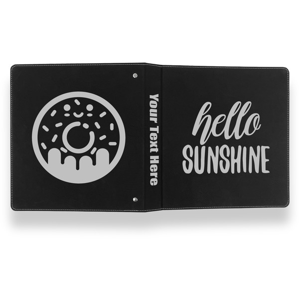 Hello Quotes and Sayings Leather Binder - 1" - Black- Back Spine Front View
