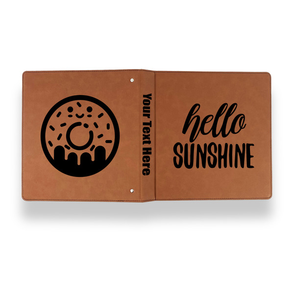Hello Quotes and Sayings Leather Binder - 1" - Rawhide - Back Spine Front View