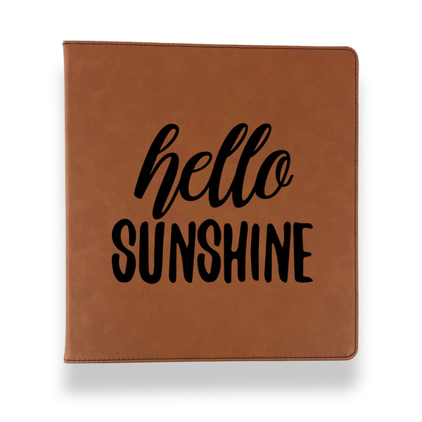 Hello Quotes and Sayings Leather Binder - 1" - Rawhide - Front View