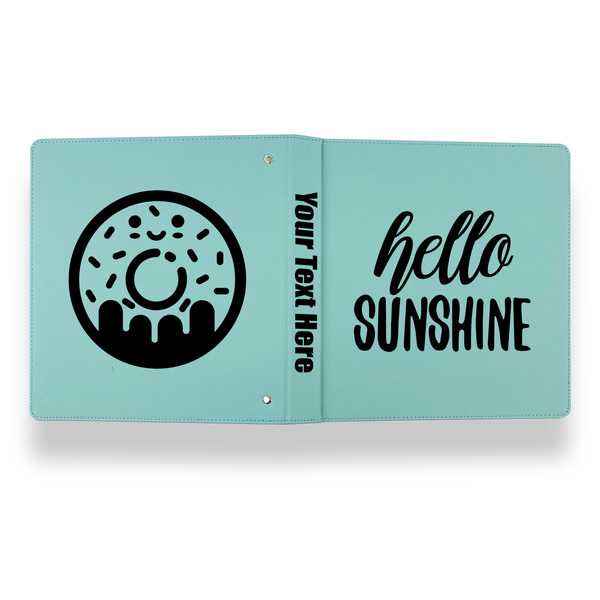 Hello Quotes and Sayings Leather Binder - 1" - Teal - Back Spine Front View