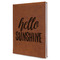 Hello Quotes and Sayings Leather Sketchbook - Large - Double Sided - Angled View