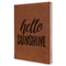 Hello Quotes and Sayings Leather Sketchbook - Large - Single Sided - Angled View