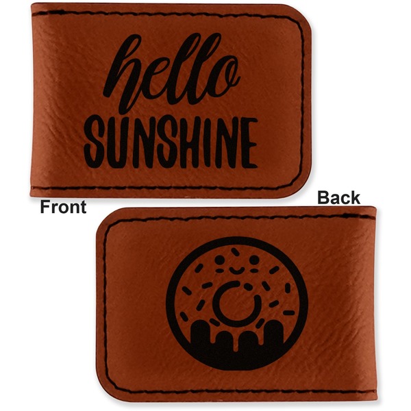 Hello Quotes and Sayings Leatherette Magnetic Money Clip - Front and Back