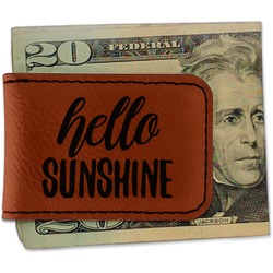 Hello Quotes and Sayings Leatherette Magnetic Money Clip (Personalized)