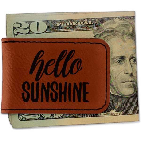 Custom Hello Quotes and Sayings Leatherette Magnetic Money Clip - Double Sided