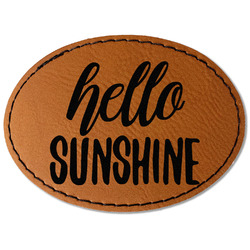 Hello Quotes and Sayings Faux Leather Iron On Patch - Oval