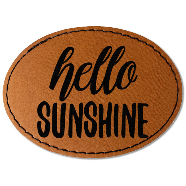 Custom Hello Quotes and Sayings Faux Leather Iron On Patch - Oval