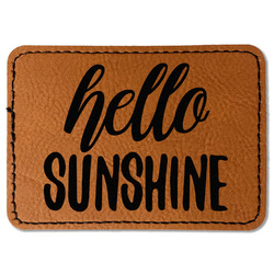 Hello Quotes and Sayings Faux Leather Iron On Patch - Rectangle