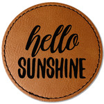 Hello Quotes and Sayings Faux Leather Iron On Patch - Round