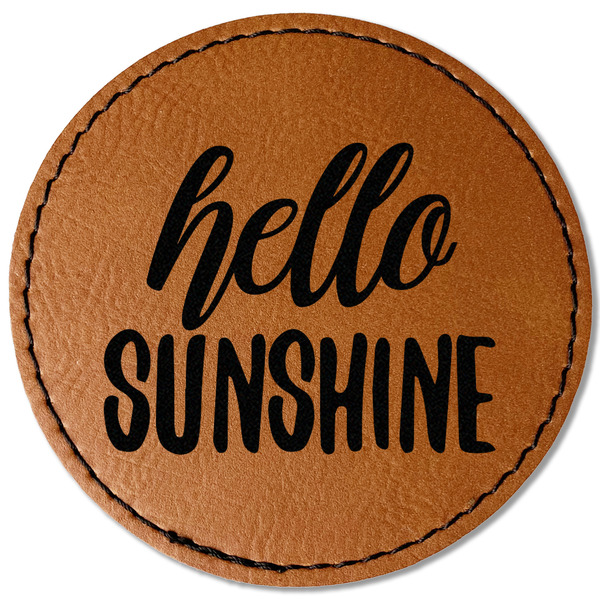Custom Hello Quotes and Sayings Faux Leather Iron On Patch - Round