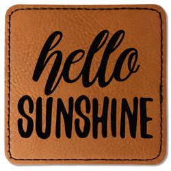 Hello Quotes and Sayings Faux Leather Iron On Patch - Square