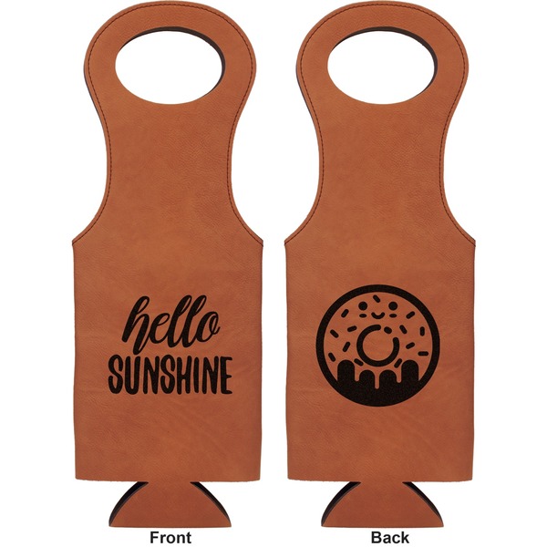 Hello Quotes and Sayings Leatherette Wine Tote Double Sided - Front and Back