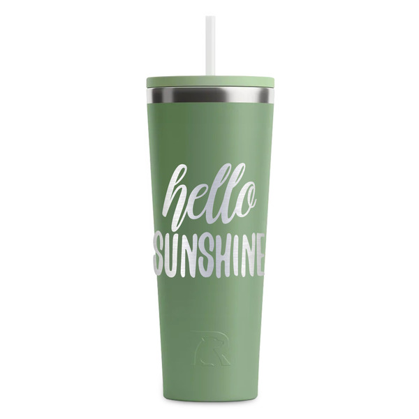 Custom Hello Quotes and Sayings RTIC Everyday Tumbler with Straw - 28oz - Light Green - Single-Sided