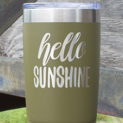 Hello Quotes and Sayings 20 oz Stainless Steel Tumbler - Olive - Double Sided