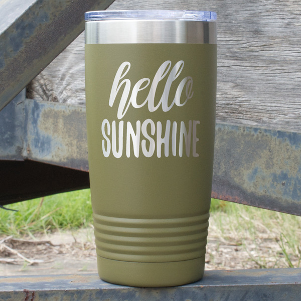 Custom Hello Quotes and Sayings 20 oz Stainless Steel Tumbler - Olive - Double Sided