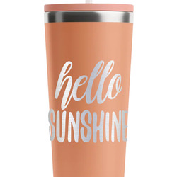 Hello Quotes and Sayings RTIC Everyday Tumbler with Straw - 28oz - Peach - Double-Sided