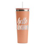 Hello Quotes and Sayings RTIC Everyday Tumbler with Straw - 28oz - Peach - Single-Sided