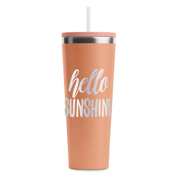 Custom Hello Quotes and Sayings RTIC Everyday Tumbler with Straw - 28oz - Peach - Double-Sided