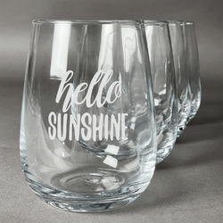Hello Quotes and Sayings Stemless Wine Glasses (Set of 4)