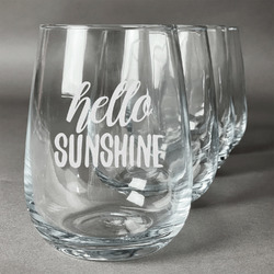 Hello Quotes and Sayings Stemless Wine Glasses (Set of 4)