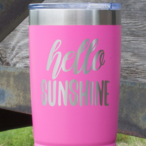 Hello Quotes and Sayings Pink Polar Camel Tumbler - 20oz - Close Up
