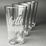 Hello Quotes and Sayings Pint Glasses - Engraved (Set of 4)