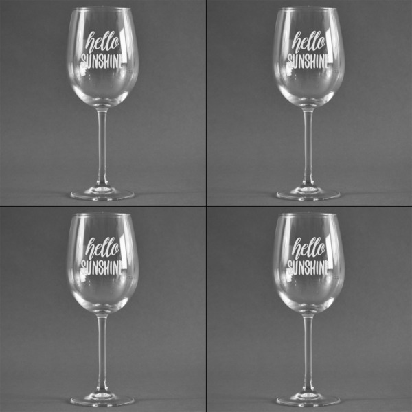 Hello Quotes and Sayings Set of Four Personalized Wineglasses (Approval)
