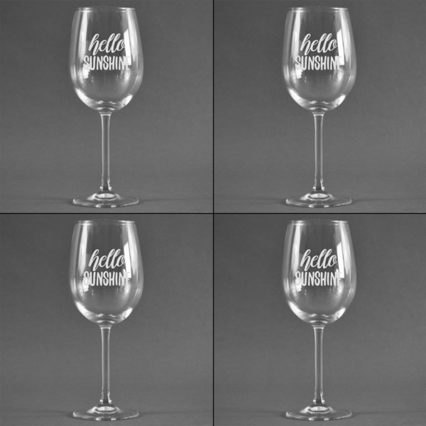 Hello Quotes and Sayings Set of Four Personalized Wineglasses (Approval)