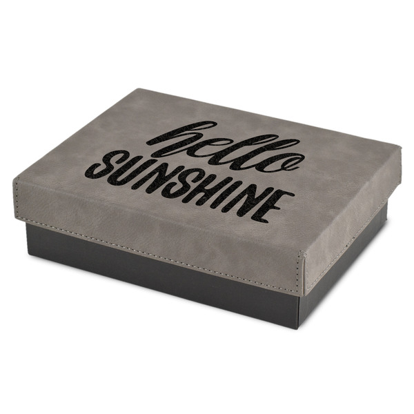 Custom Hello Quotes and Sayings Small Gift Box w/ Engraved Leather Lid