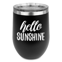 Hello Quotes and Sayings Stemless Stainless Steel Wine Tumbler - Black - Double Sided