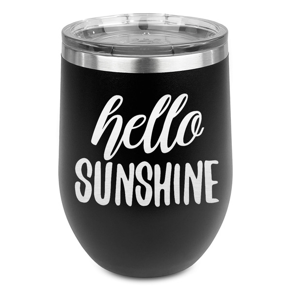 Custom Hello Quotes and Sayings Stemless Stainless Steel Wine Tumbler - Black - Single Sided