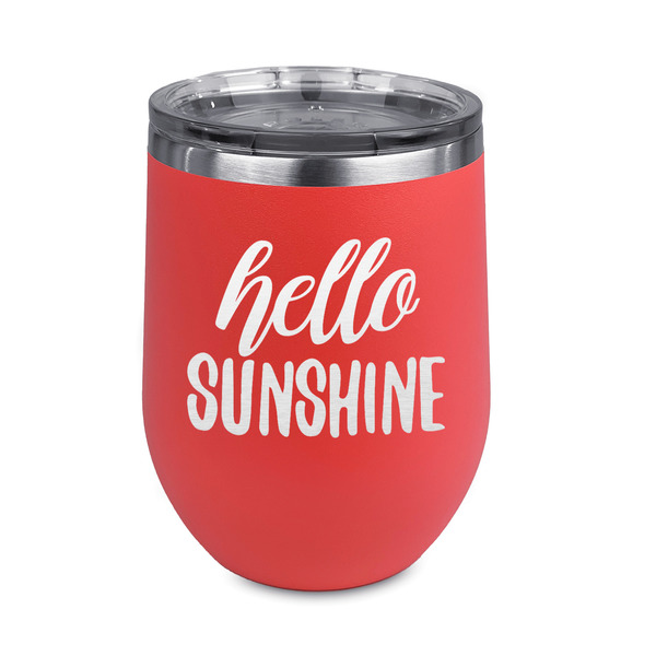Custom Hello Quotes and Sayings Stemless Stainless Steel Wine Tumbler - Coral - Double Sided