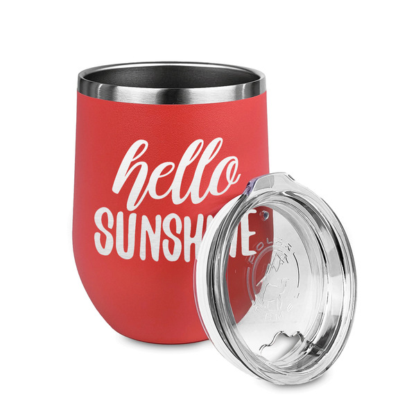 Hello Quotes and Sayings Stainless Wine Tumblers - Coral - Single Sided - Alt View