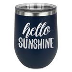 Hello Quotes and Sayings Stemless Stainless Steel Wine Tumbler - Navy - Single Sided