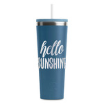 Hello Quotes and Sayings RTIC Everyday Tumbler with Straw - 28oz - Steel Blue - Double-Sided