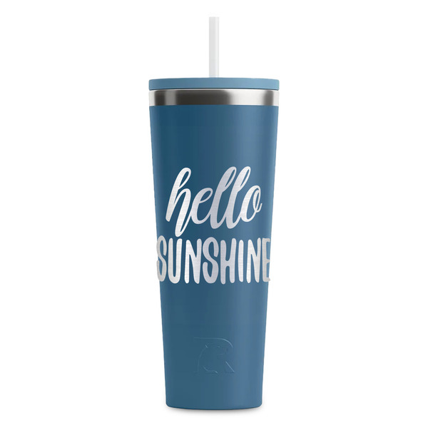 Custom Hello Quotes and Sayings RTIC Everyday Tumbler with Straw - 28oz - Steel Blue - Double-Sided