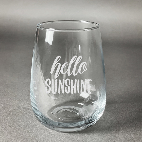 Custom Hello Quotes and Sayings Stemless Wine Glass - Engraved