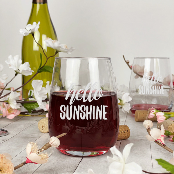 Hello Quotes and Sayings Stemless Wine Glass - In Context
