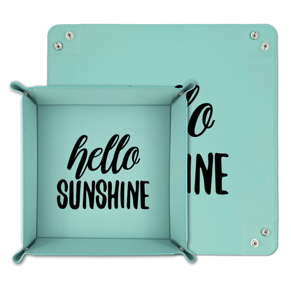 Hello Quotes and Sayings Teal Faux Leather Valet Trays - PARENT MAIN