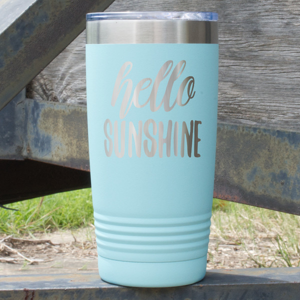 Custom Hello Quotes and Sayings 20 oz Stainless Steel Tumbler - Teal - Single Sided
