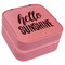Hello Quotes and Sayings Travel Jewelry Boxes - Leather - Pink - Angled View