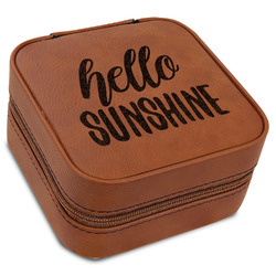 Hello Quotes and Sayings Travel Jewelry Box - Rawhide Leather