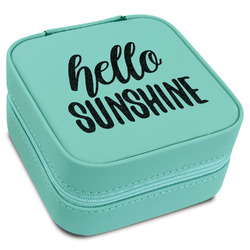 Hello Quotes and Sayings Travel Jewelry Box - Teal Leather