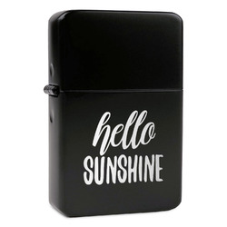 Hello Quotes and Sayings Windproof Lighter - Black - Single Sided & Lid Engraved