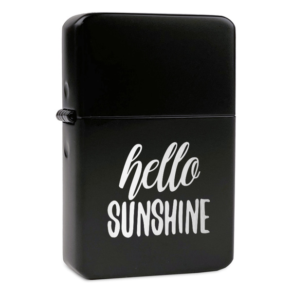 Custom Hello Quotes and Sayings Windproof Lighter - Black - Single Sided & Lid Engraved