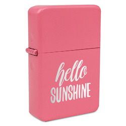 Hello Quotes and Sayings Windproof Lighter - Pink - Single Sided & Lid Engraved