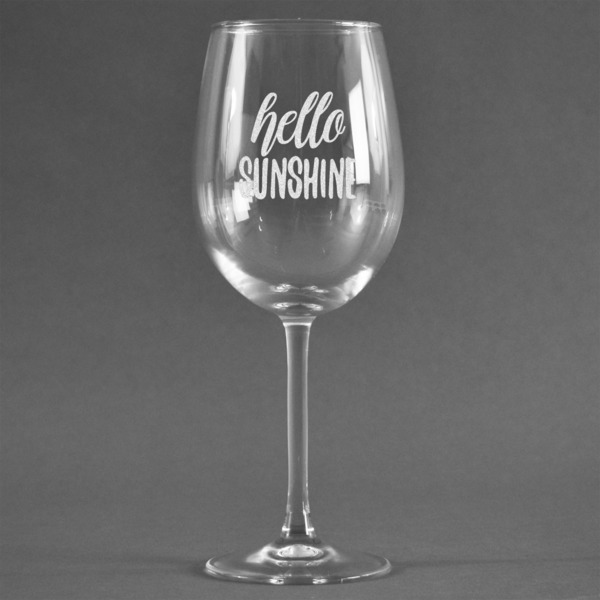 Custom Hello Quotes and Sayings Wine Glass - Engraved